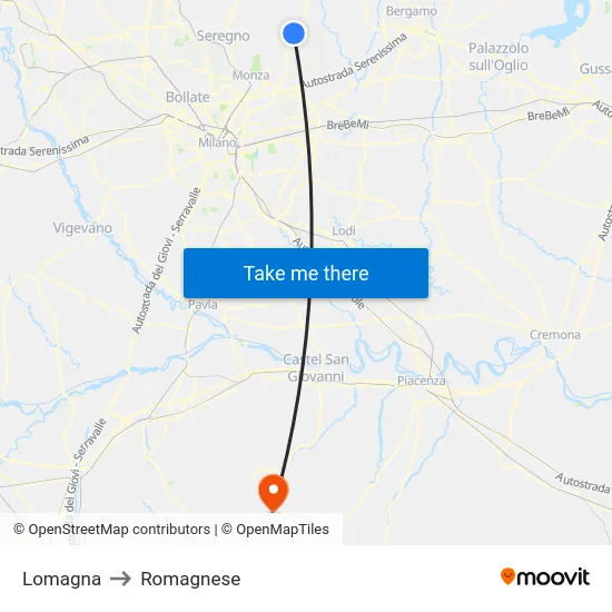 Lomagna to Romagnese map