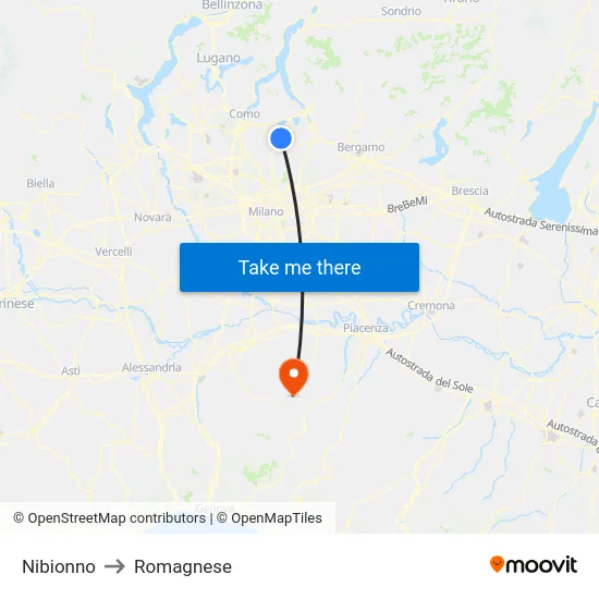 Nibionno to Romagnese map