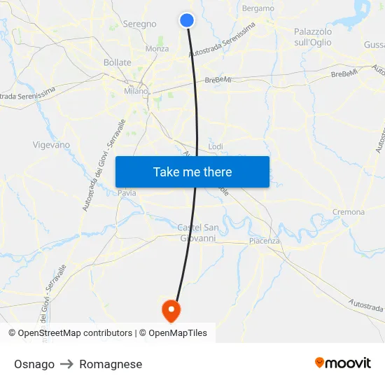 Osnago to Romagnese map