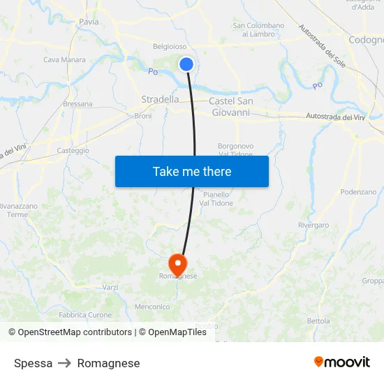 Spessa to Romagnese map