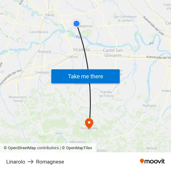 Linarolo to Romagnese map