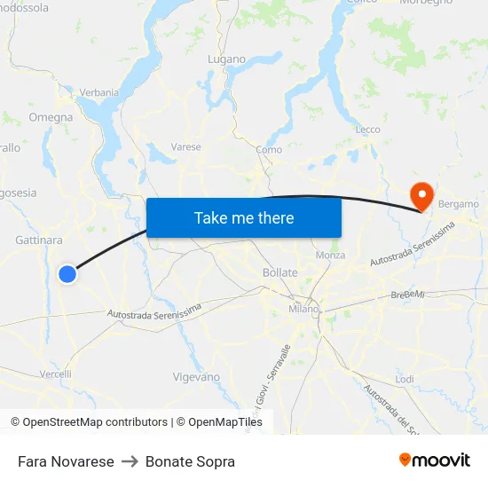 Fara Novarese to Bonate Sopra map
