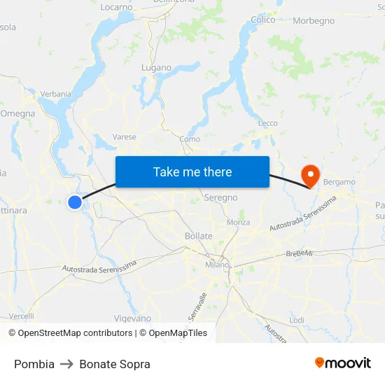 Pombia to Bonate Sopra map