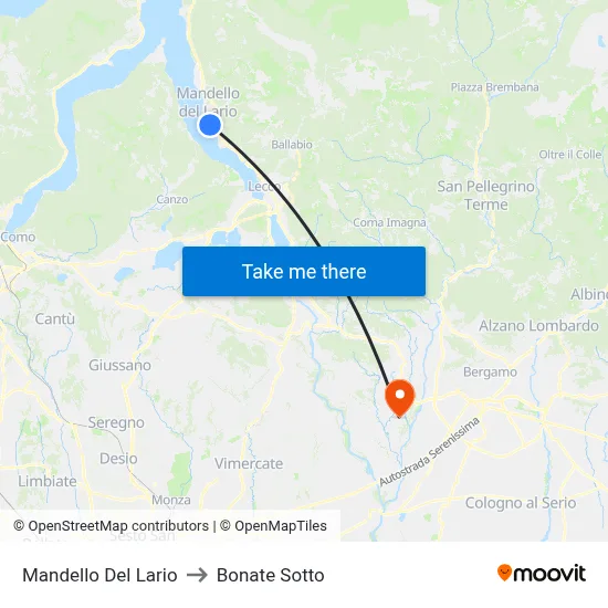 Mandello Del Lario to Bonate Sotto map