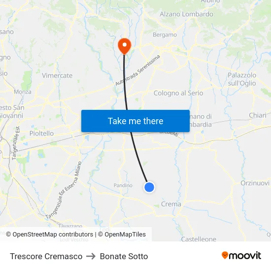 Trescore Cremasco to Bonate Sotto map