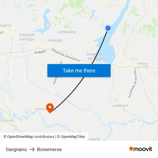 Gargnano to Bonemerse map