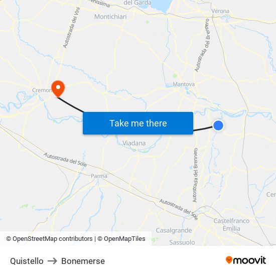Quistello to Bonemerse map