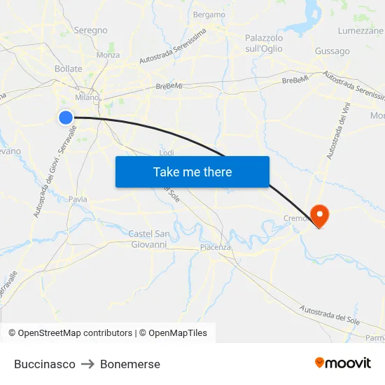 Buccinasco to Bonemerse map