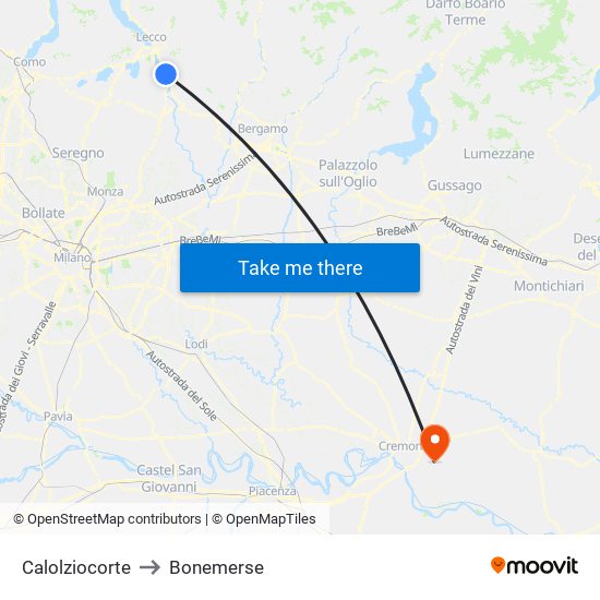 Calolziocorte to Bonemerse map