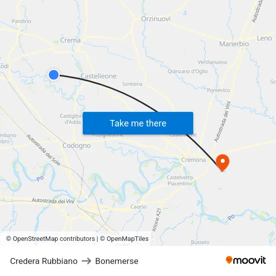 Credera Rubbiano to Bonemerse map