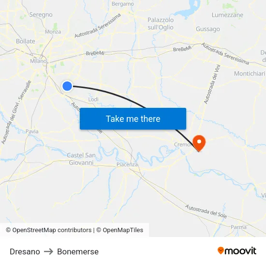 Dresano to Bonemerse map