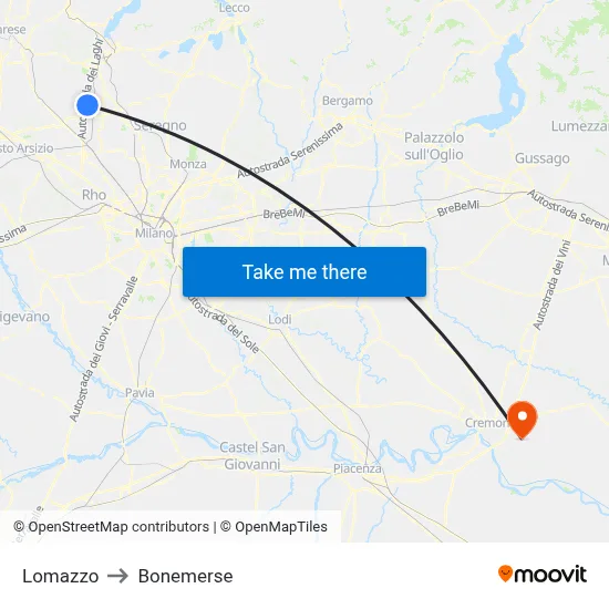 Lomazzo to Bonemerse map