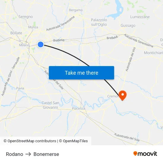 Rodano to Bonemerse map