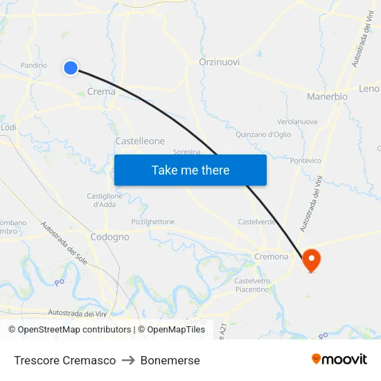 Trescore Cremasco to Bonemerse map