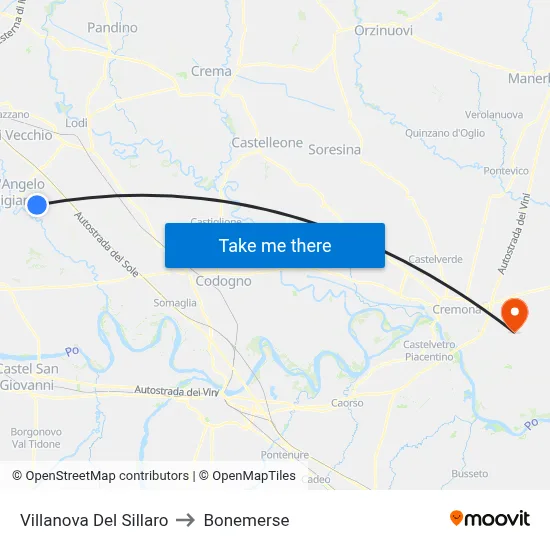 Villanova Del Sillaro to Bonemerse map
