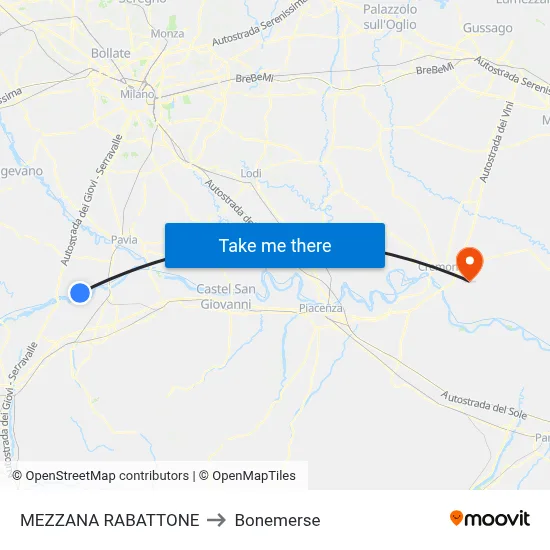 Mezzana Rabattone to Bonemerse map