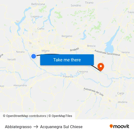 Abbiategrasso to Acquanegra sul Chiese map