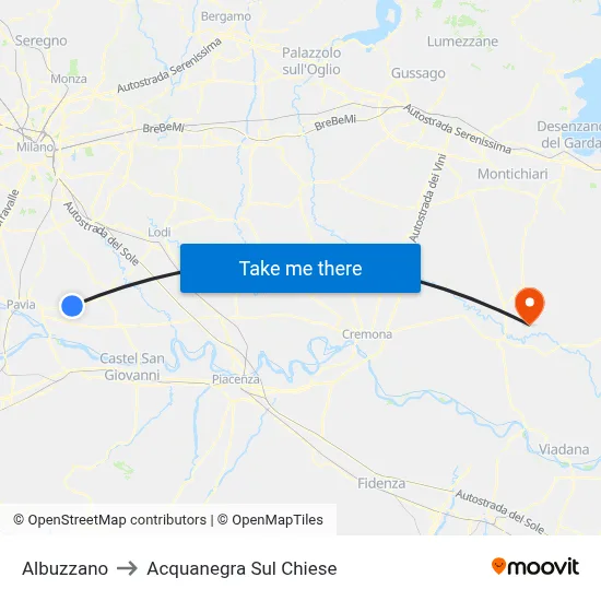 Albuzzano to Acquanegra sul Chiese map
