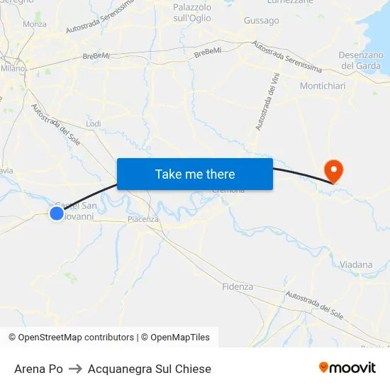 Arena Po to Acquanegra sul Chiese map