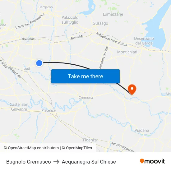 Bagnolo Cremasco to Acquanegra sul Chiese map