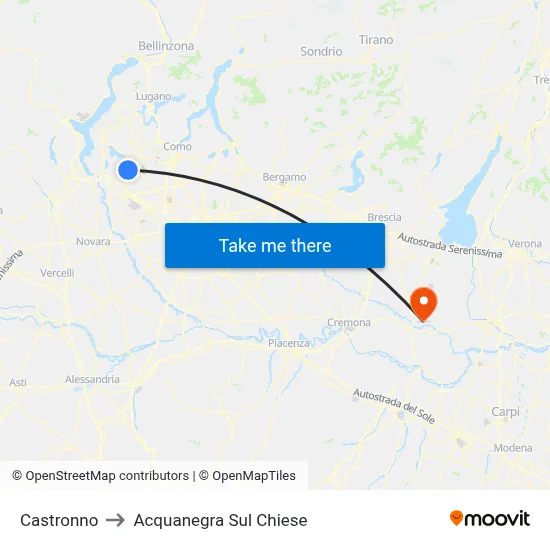 Castronno to Acquanegra sul Chiese map