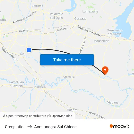 Crespiatica to Acquanegra sul Chiese map