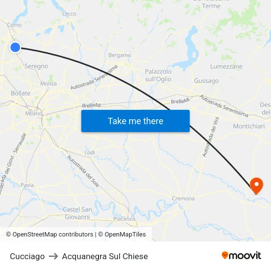 Cucciago to Acquanegra Sul Chiese map