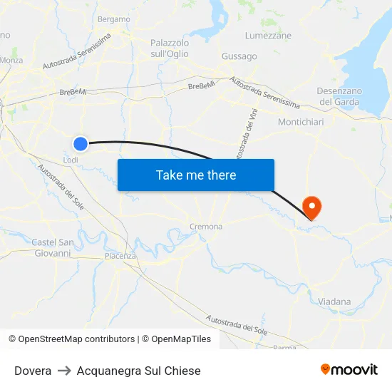 Dovera to Acquanegra Sul Chiese map