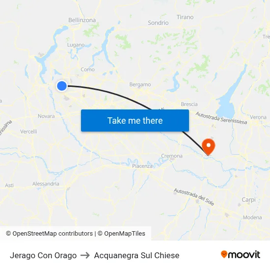 Jerago con Orago to Acquanegra sul Chiese map