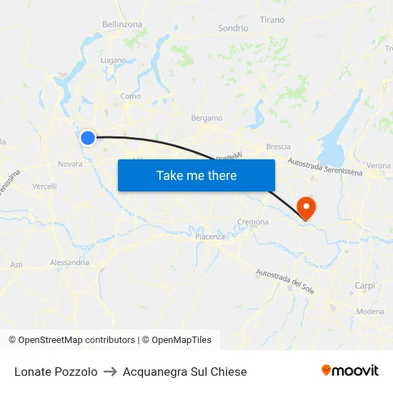 Lonate Pozzolo to Acquanegra sul Chiese map