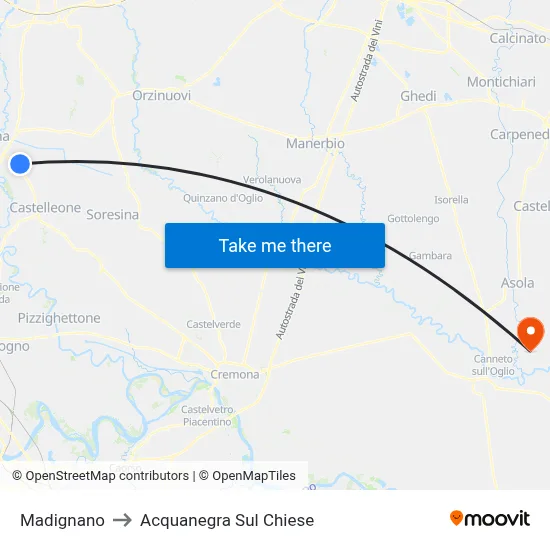 Madignano to Acquanegra sul Chiese map