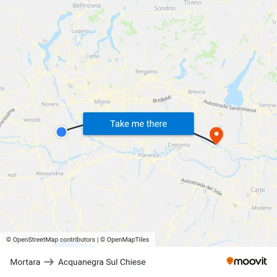 Mortara to Acquanegra sul Chiese map