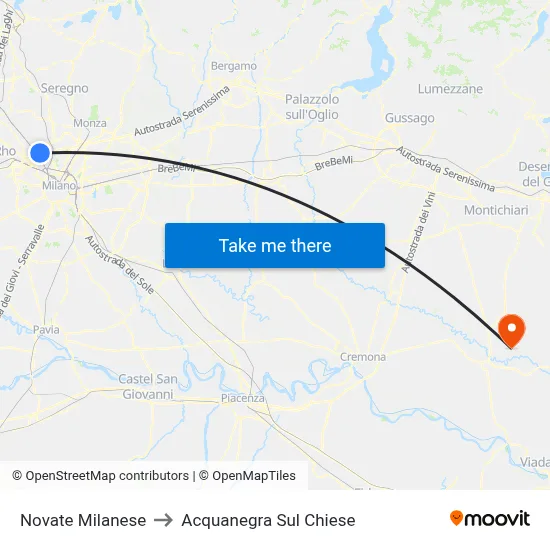 Novate Milanese to Acquanegra sul Chiese map