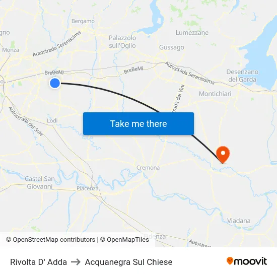 Rivolta d'Adda to Acquanegra sul Chiese map
