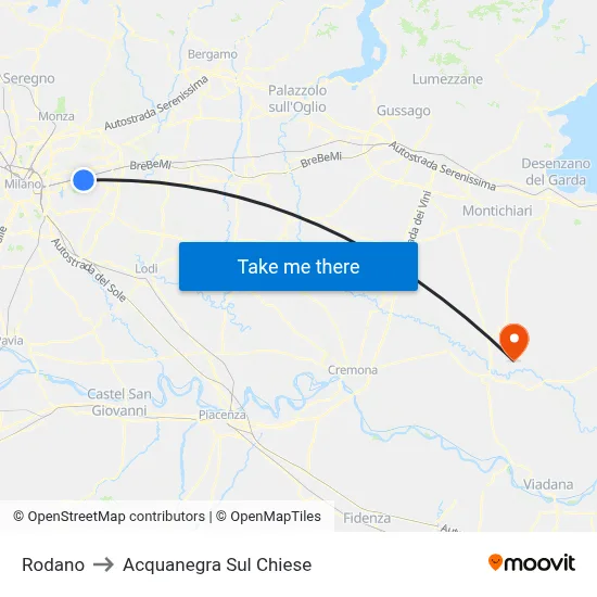 Rodano to Acquanegra sul Chiese map