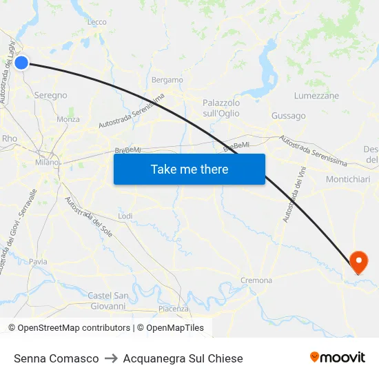 Senna Comasco to Acquanegra sul Chiese map