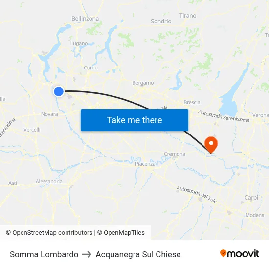 Somma Lombardo to Acquanegra sul Chiese map