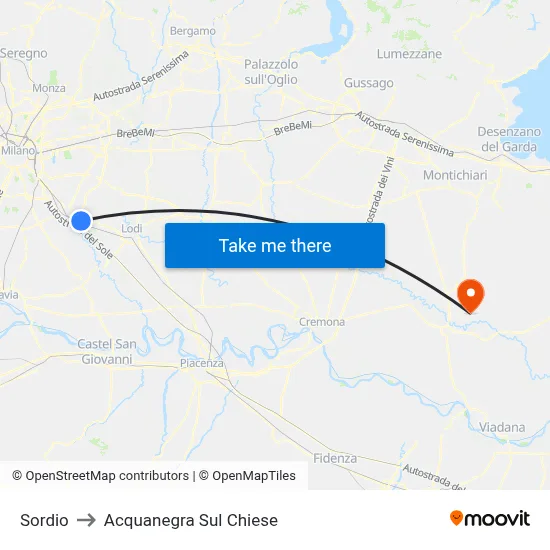 Sordio to Acquanegra sul Chiese map