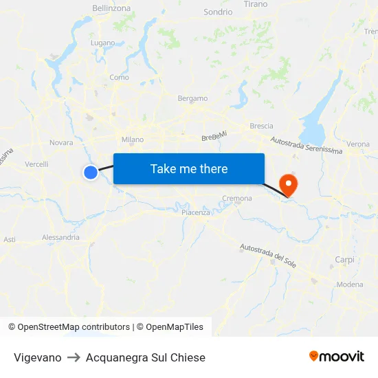 Vigevano to Acquanegra sul Chiese map