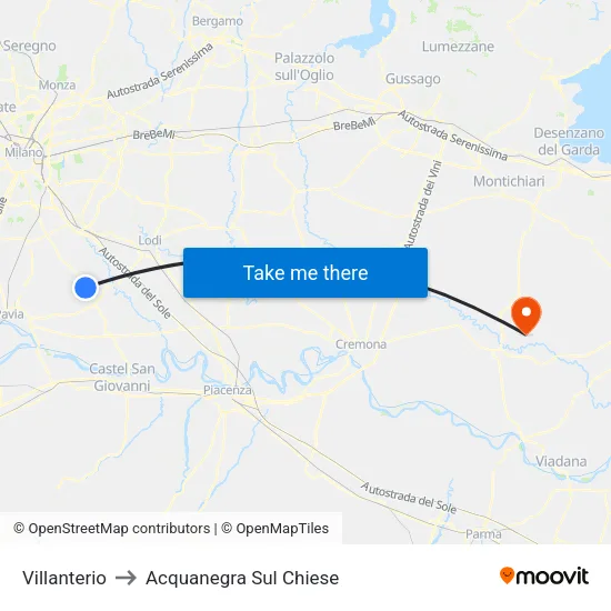 Villanterio to Acquanegra Sul Chiese map