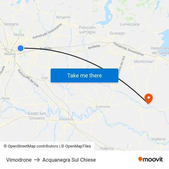 Vimodrone to Acquanegra sul Chiese map
