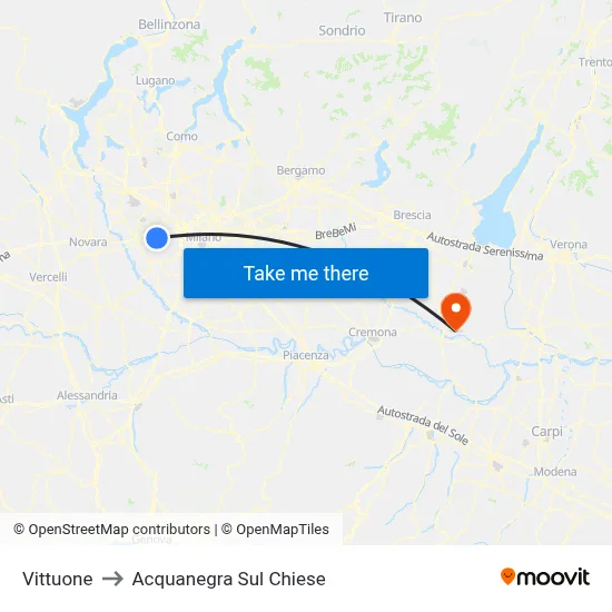 Vittuone to Acquanegra sul Chiese map