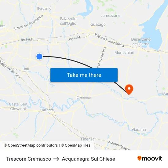 Trescore Cremasco to Acquanegra sul Chiese map