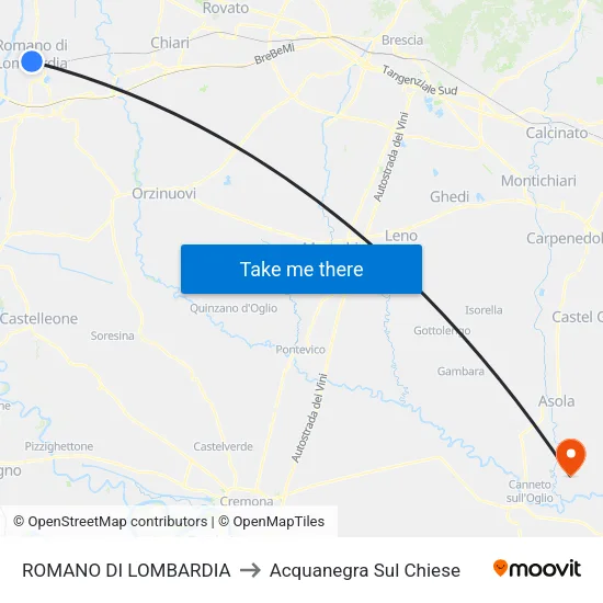 ROMANO DI LOMBARDIA to Acquanegra Sul Chiese map