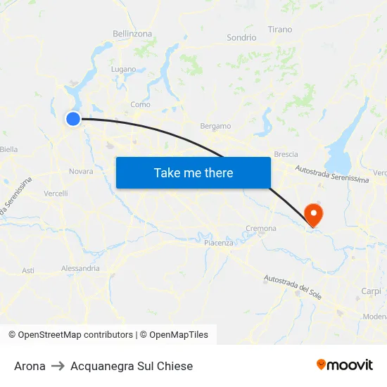 Arona to Acquanegra sul Chiese map