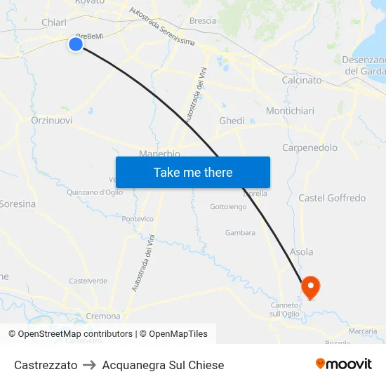 Castrezzato to Acquanegra sul Chiese map