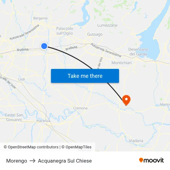 Morengo to Acquanegra sul Chiese map