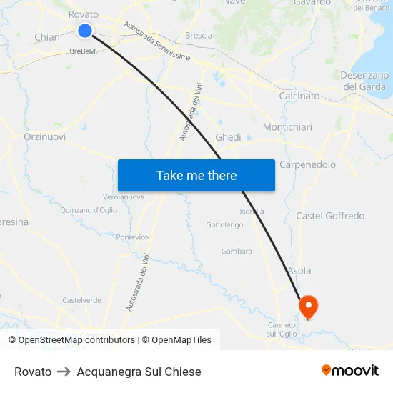 Rovato to Acquanegra sul Chiese map