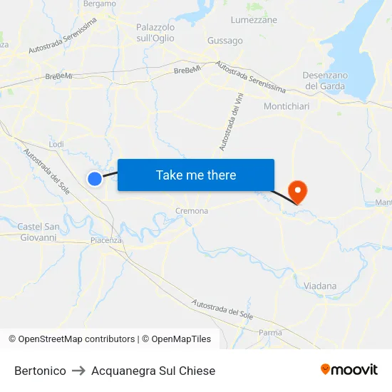 Bertonico to Acquanegra Sul Chiese map