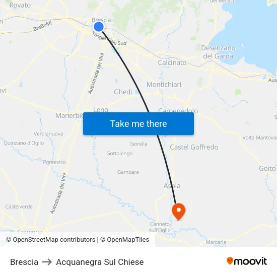 Brescia to Acquanegra Sul Chiese map